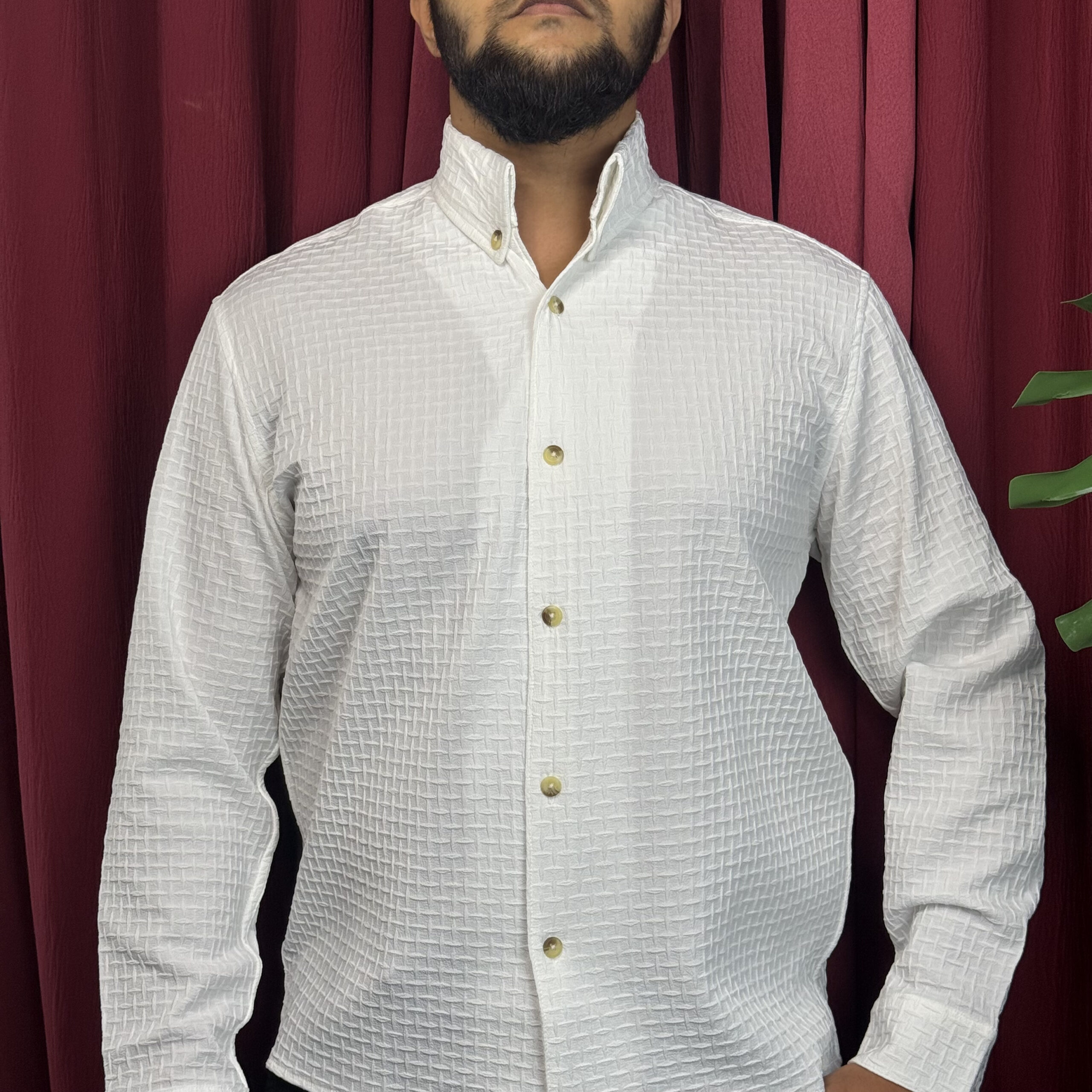 Malaysian V Collar Box Design White