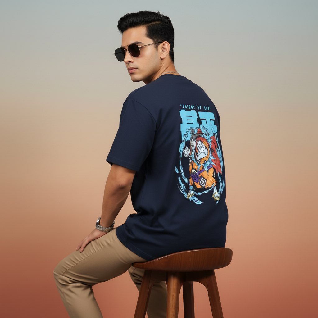 Jimbei design Drop Shoulder Oversize T-Shirt – Premium Print