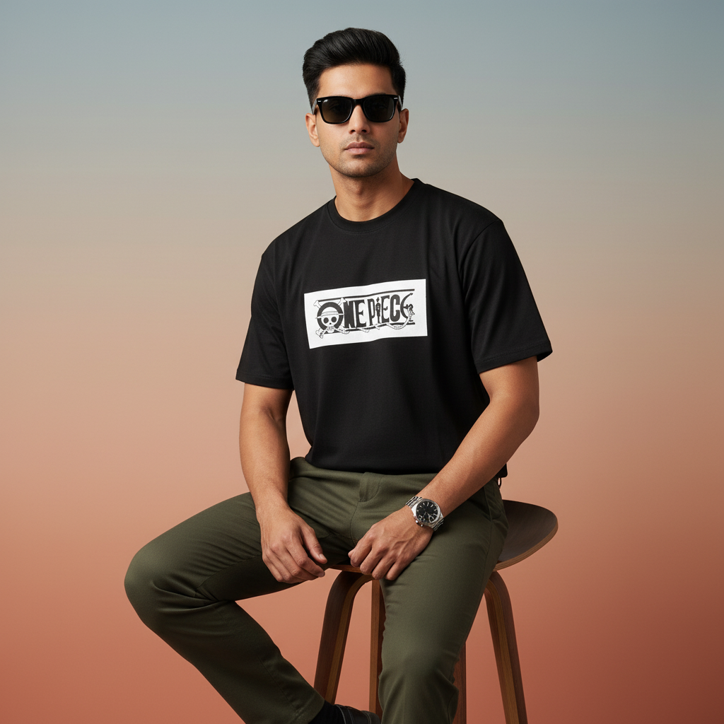 One Piece Drop Shoulder Oversize T-Shirt – Premium Print - Image 2