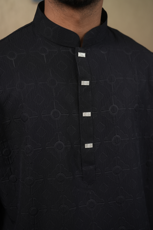 Luxury Katan Panjabi – Eid-ul-Fitr Collection Black - Image 2