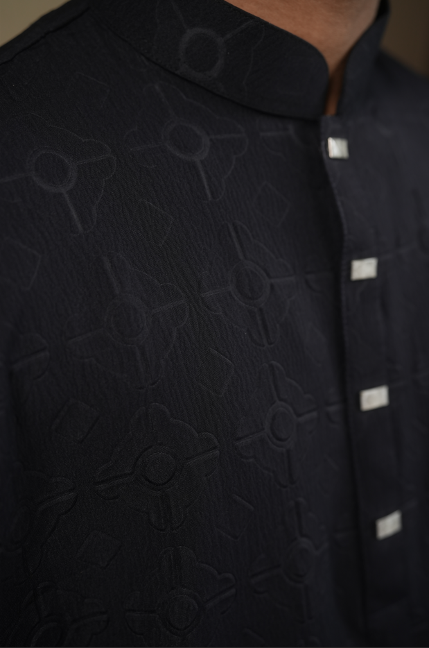 Luxury Katan Panjabi – Eid-ul-Fitr Collection Black - Image 3