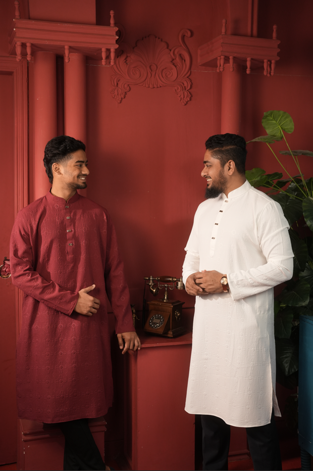 Luxury Katan Panjabi – Eid-ul-Fitr Collection White - Image 2